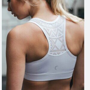 Zyia Light Purple Sports Bra Small Racerback Wireless Razorback Geometric Bomber